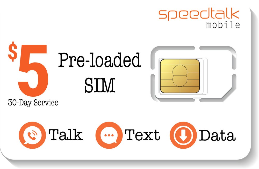SpeedTalk $5 $10 Preloaded SIM Card 2¢ Talk Text 4G LTE Data 30-Day Phone Plan