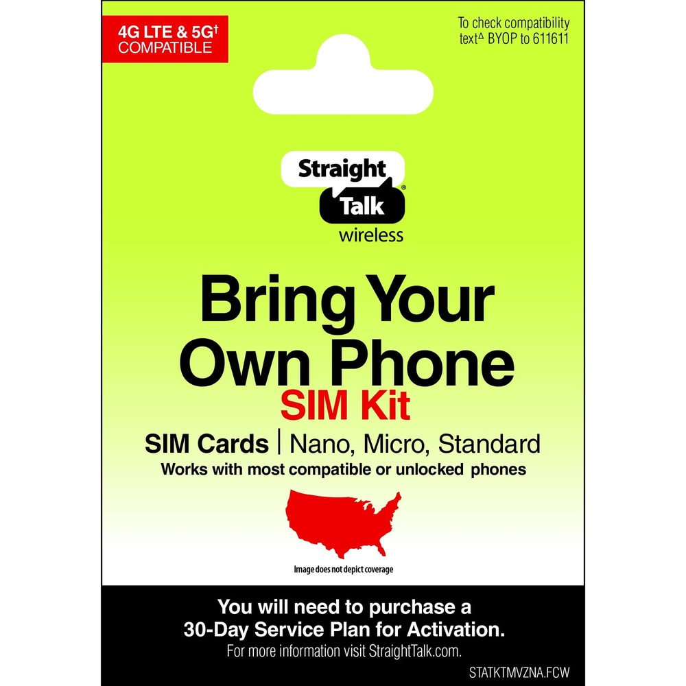 Straight Talk Keep Your Own Phone SIM Kit, No Airtime – Prepaid