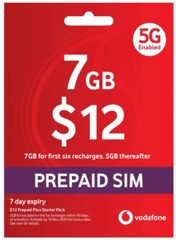 Vodafone $12 Prepaid Mobile SIM Card, Starter Pack, 4G 5G, Nano, Micro, Roaming
