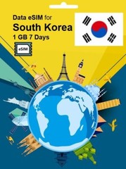 SALE! South Korea Travel SIM Card DATA eSIM 1GB 7Days QR Code 1 Day Delivery