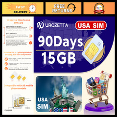 Prepaid USA Data SIM Card 90 Days 15GB | 4G High-Speed Nationwide Coverage | Hot