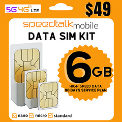 Speedtalk Mobile Data SIM Card – 6GB Internet 90 Day Data Plan 5G 4G LTE SIM KIT