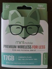 3 Months Mint Mobile Prepaid SIM Card with 17GB DATA, Talk, Text Service
