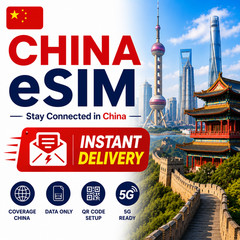 China eSIM Travel SIM | Instant Delivery | 1GB-20GB Data Plans | 5G