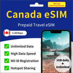 [ eSIM ] CANADA eSIM SIM 1GB+Unlimited / 1-30 Days 4G ✨Same-Day Delivery✨