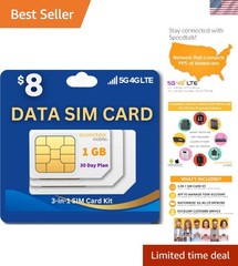 Data SIM Card Kit – 1GB 4G LTE for Pay As You Go Connectivity – No Contract