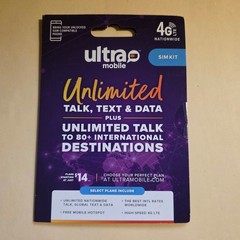 ULTRA MOBILE 4G LTE NATIONWIDE SIM KIT UNLIMITED TALK, TEXT, & DATA
