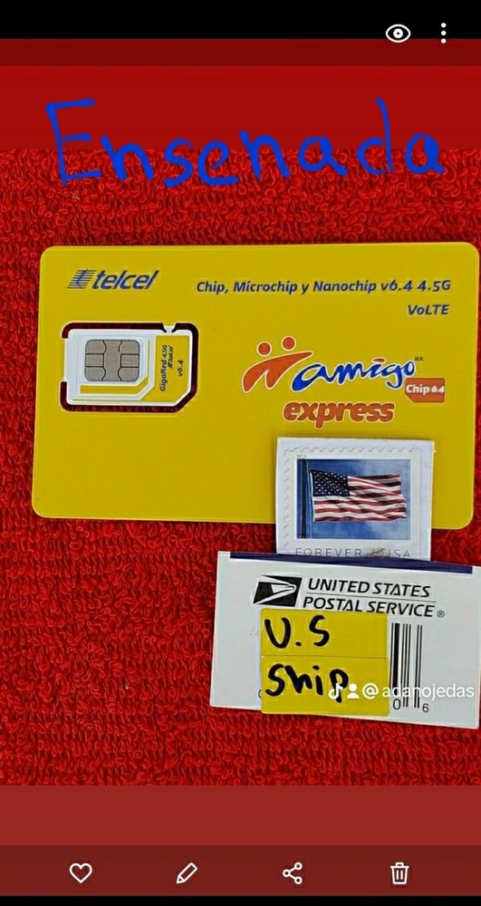 SIM CARD TELCEL ENSENADA MÉXICO ÁREA 646 UNLIMITED CALLS,SMS