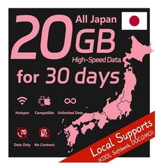 20GB of 5g High-Speed Japan eSIM Unlimited Data 30 Days Prepaid Plan Hotspot