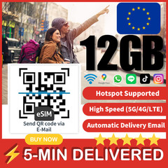 [eSIM] 12GB European Union + 100GB Spain eSIM Unlimited Calls eSIM Voice SMS EU