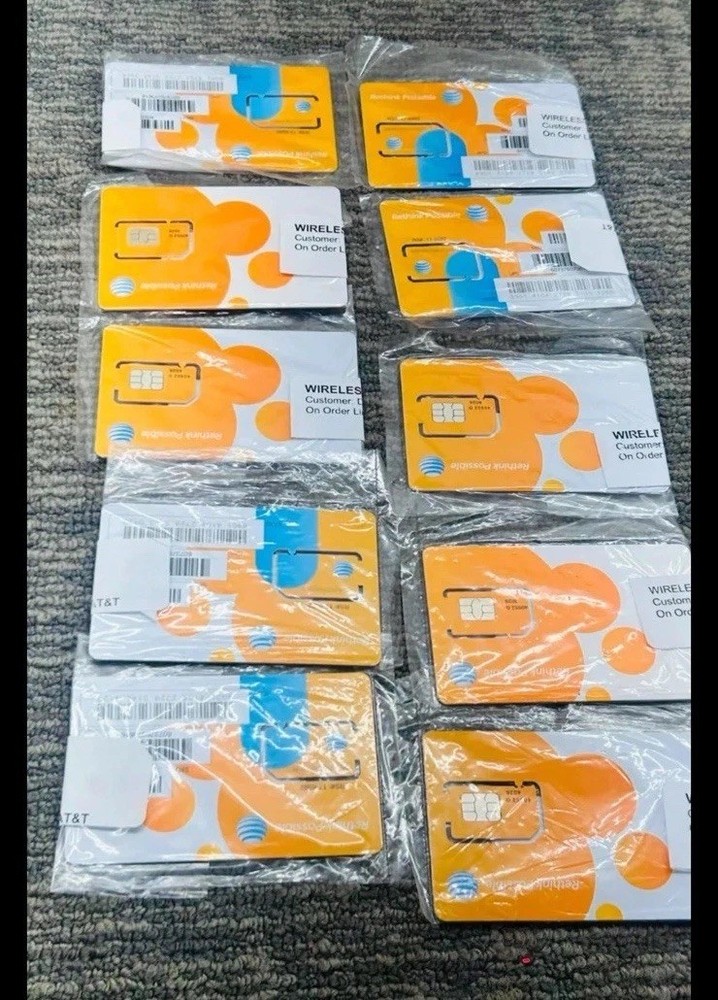 10 Pcs New Unactivated AT&T (Full Size) SIM card •Prepaid & Postpaid • 4G