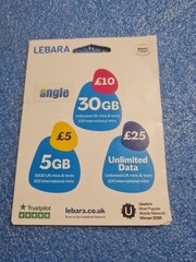Lebara Pay As You Go UK SIM Card with UK phone Number UK Calls & Texts or ect