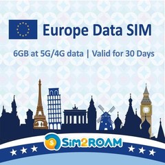 Data SIM Card Prepaid 6GB 30 Days | 5G/4G/LTD High Speed Data – France, UK, ,…