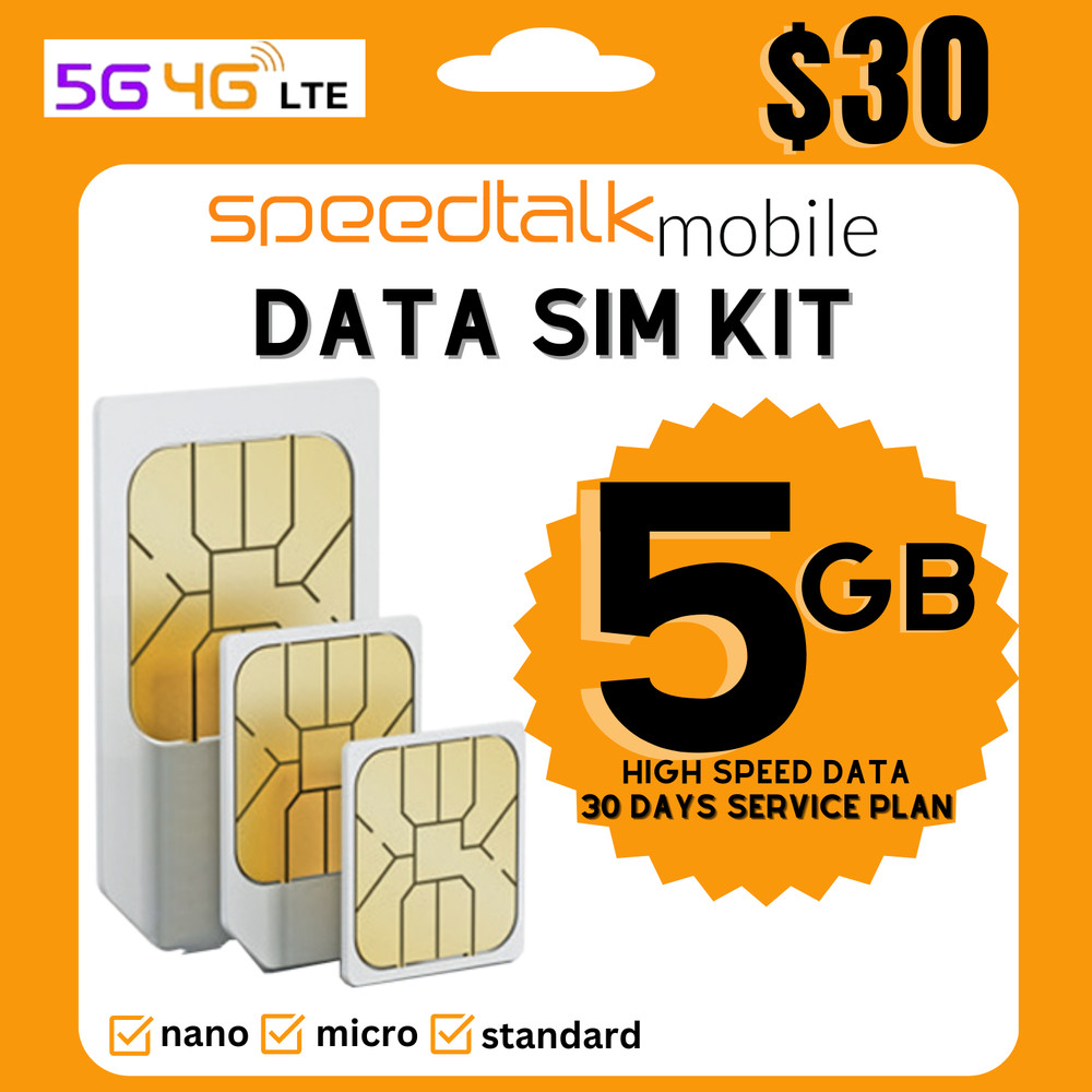 Speedtalk Mobile Data SIM Card – 5GB Internet 30 Day Data Plan 5G 4G LTE Network