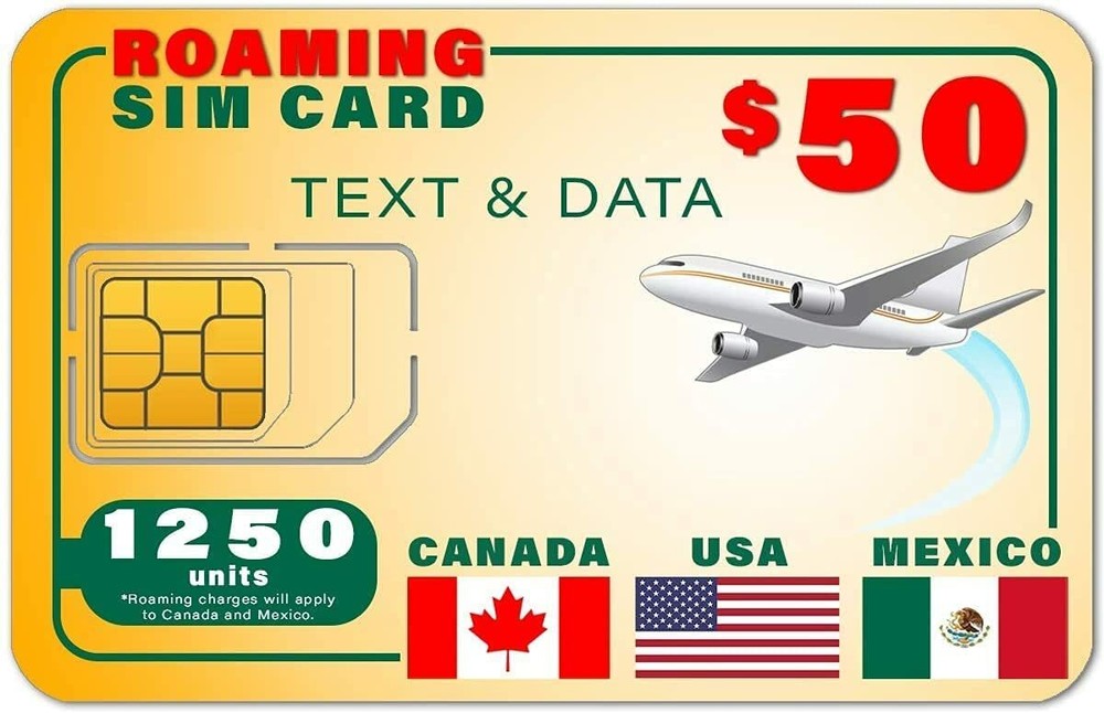 SpeedTalk USA Canada Mexico 5G 4G GSM SIM Card – Rollover 1250 Text Data 180-Day