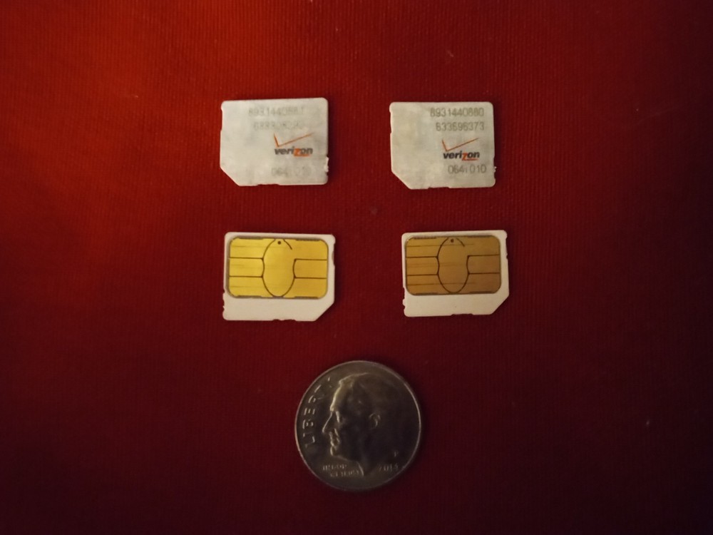 Lot of 4 Verizon CDMA Micro Sim Cards from Apple iPhone NOT FOR ACTIVATION! READ