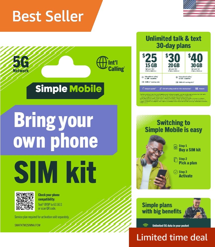 Lightning-Fast 4G LTE Prepaid SIM Kit – Activate Unlocked Phones Effortlessly