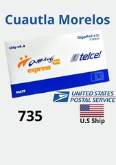 SIM CARD TELCEL CUAUTLA Morelos LADA 735 UNLIMITED CALLS,SMS.TRUE.