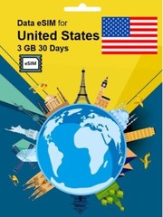 USA Travel SIM Card DATA eSIM 3GB 30Days United States QR Code 1 Day Delivery