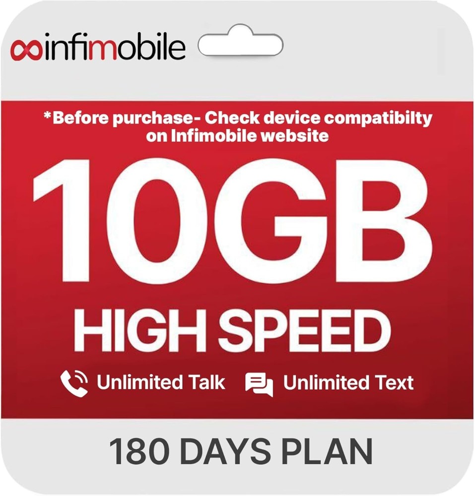 $12.6/Month | Infimobile Prepaid Unlimited Plan: 6 Months | 10GB High-Speed Data