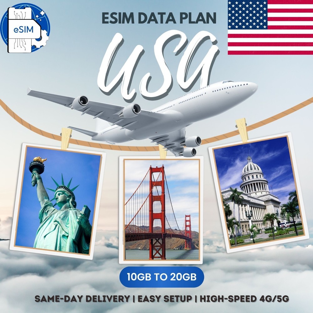 USA eSIM 50GB for 30/180 Days | 4G/5G Data Plan | Same-Day Delivery | Easy Setup