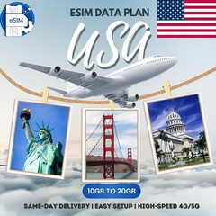USA eSIM 50GB for 30/180 Days | 4G/5G Data Plan | Same-Day Delivery | Easy Setup