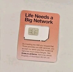 Three UK 3uk Multi triple tri 3 in 1 LTE 4G 5G Sim Card Travel