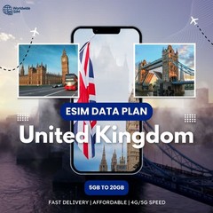 United Kingdom 5 GB to 20 GB eSIM | 4G/5G Data Plan | Same-Day Delivery