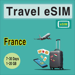 [eSIM] FranceTravel eSIM SIM Card, 7-30 Days, 1-30GB, QR Code, Fast Delivery