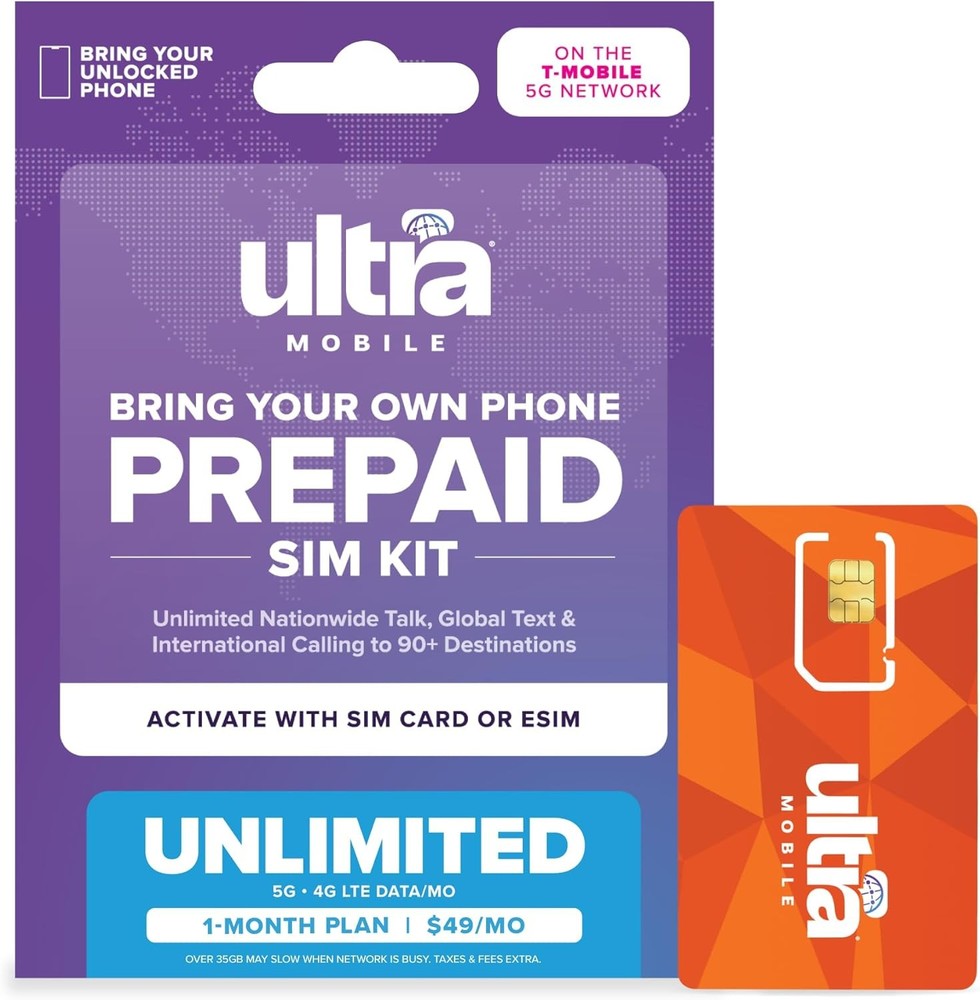 $49/mo. Ultra Mobile Prepaid Phone Plan with Unlimited Talk, Text, & Data…