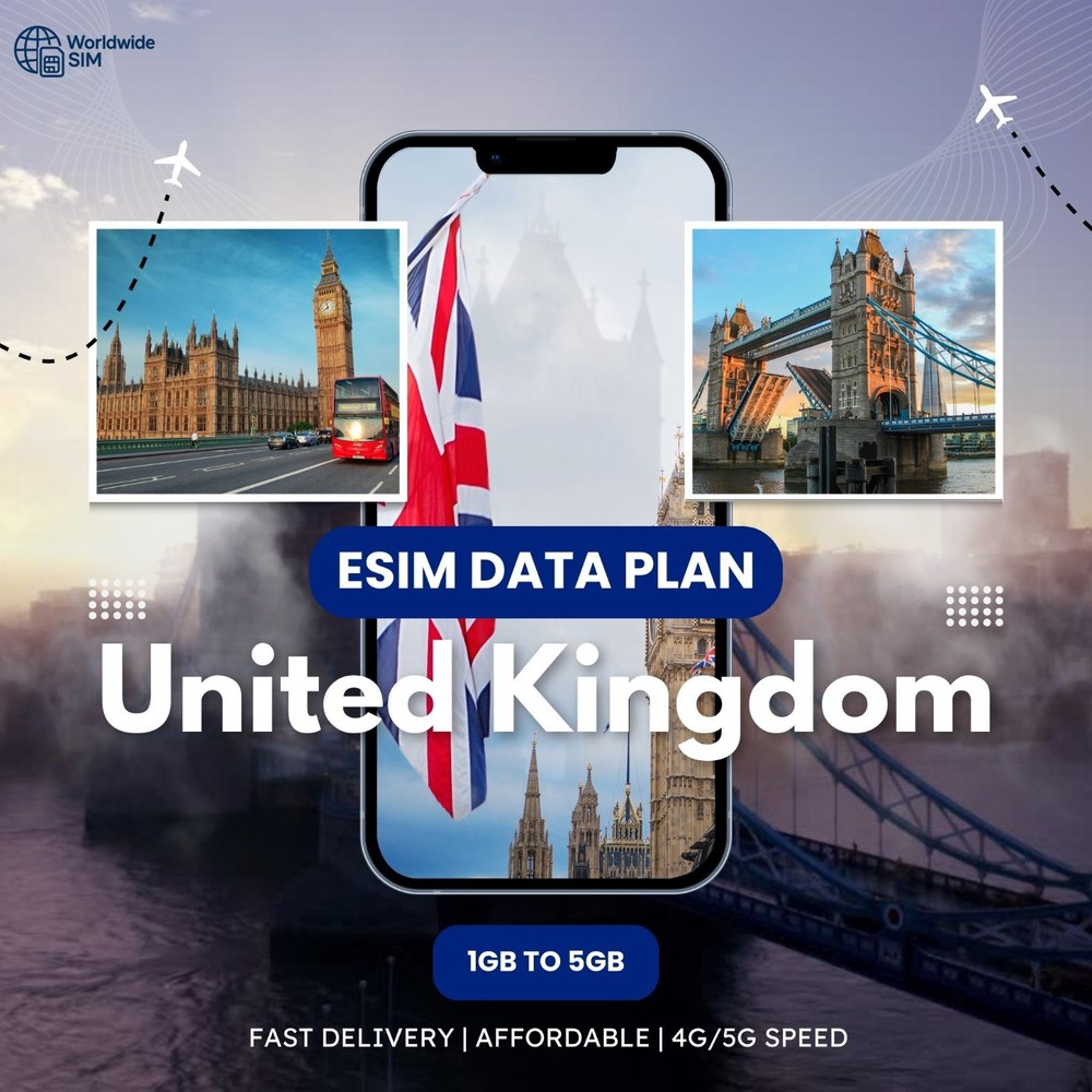 United Kingdom 1 GB to 5 GB eSIM | 4G/5G Data Plan | Same-Day Delivery