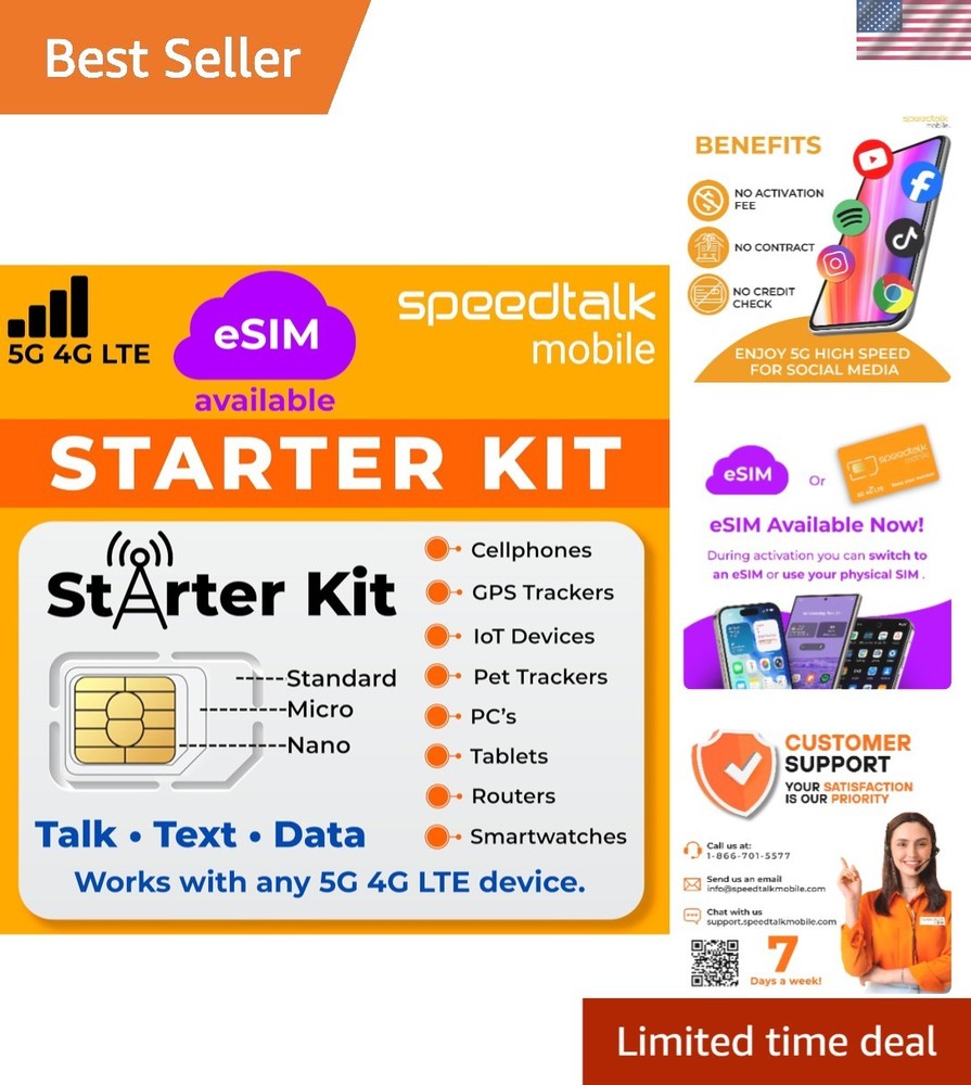 Speedtalk Mobile 3-in-1 Prepaid SIM Card – Fast 5G Coverage for All Devices