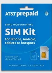 AT&T Prepaid Sim Card eSIM Combo Bring Your Own Phone 4G.5G LTE Mail Ship Only