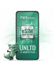 Mint Mobile eSIM 12-Month Unlimited Data Talk Text 1 Year Prepaid