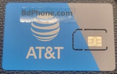 AT&T Network physical SIM Card, SIM only – no plan value.