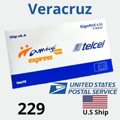 Telcel Mexico VERACRUZ SIM Card Pre-Activate for UNLIMITED Calls,Sm for 30 days.
