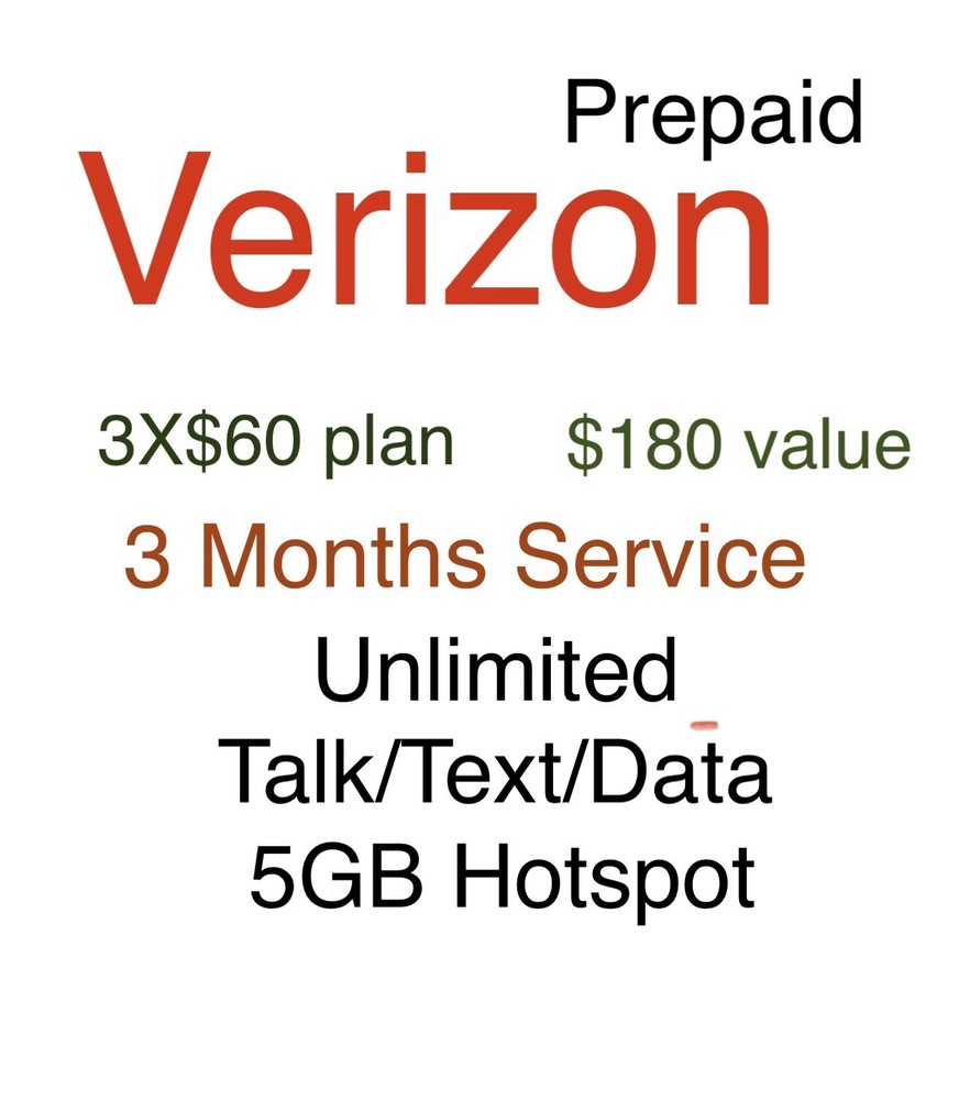 VERIZON SIM ✅ 3 MONTHS SERVICE ✅ UNLIMITED DATA & TALK & TEXT preloaded sim card