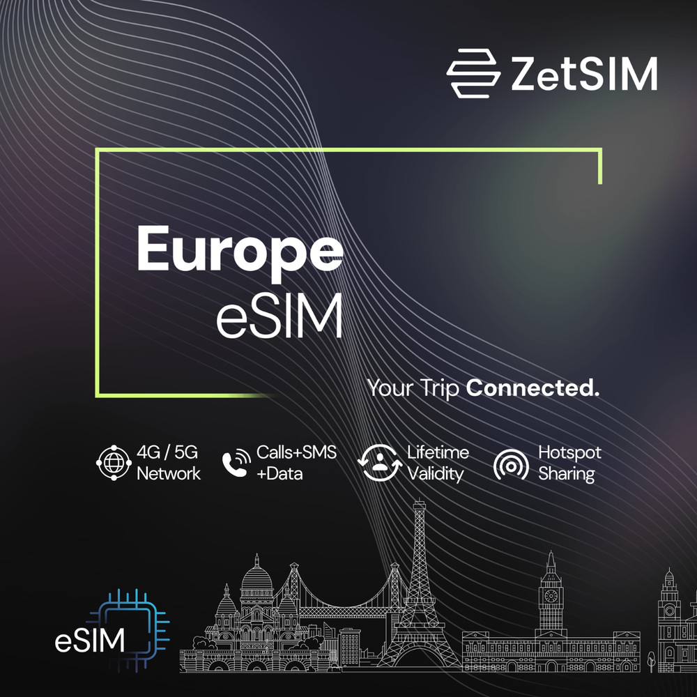Europe eSIM Travel 5G/4G LTE | Instant Activation | 39 Countries | Easy Top-Up