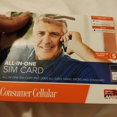 Consumer Cellular All-in-One SIM Card AT&T/T-Mobile NETWORK + $10 CREDIT