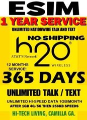H2O H20 ✅ ESIM ACTIVATION 😮 365 DAY – YEAR UNLIMITED SERVICE ⭐ 12 GB 4G/5G DATA