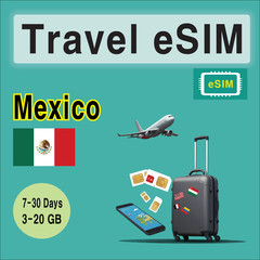[eSIM] Mexico Travel SIM Card, 7-30 Days, 1-20GB, QR Code