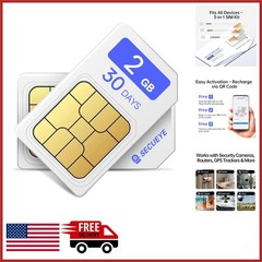Nationwide 4G LTE SIM Card for Security Cameras Mobile Hotspots 2GB/30Days