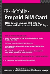 10GB Prepaid SIM Card for USA with 5GB in Canada/Mexico – Unlimited Talk/Text