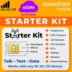 SpeedTalk Mobile SIM Card Starter Kit Smartphone Cell Phone, GPS Tracker and IoT