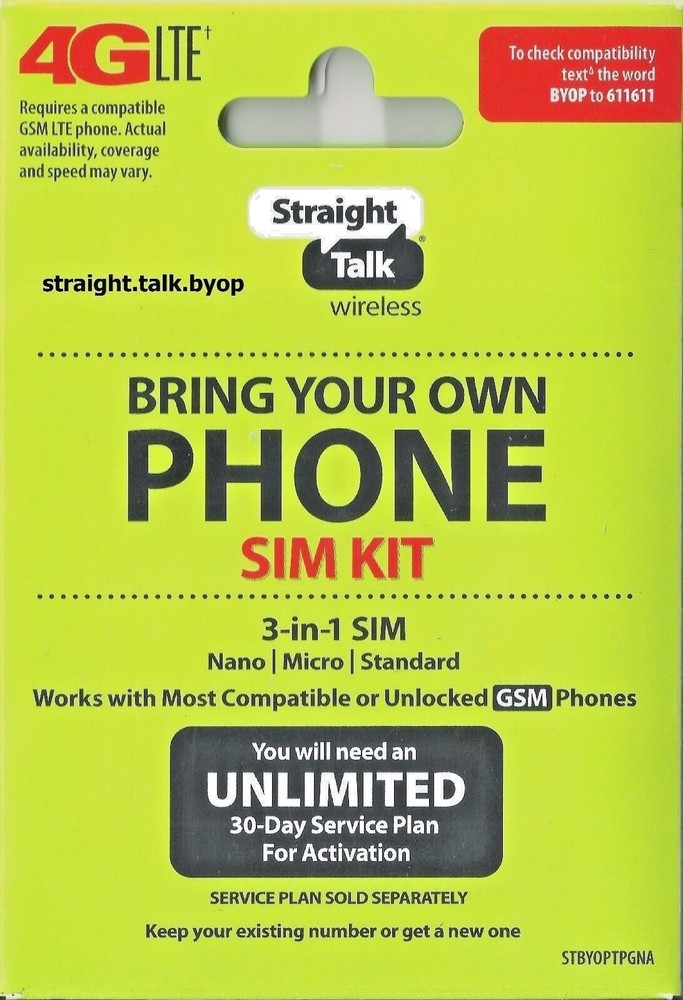 Straight Talk Micro Nano Standard Triple Cut SIM Card For T-Mobile Tower GSM