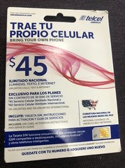 TELCEL AMERICA SIM CARD, UNLIMITED CALLS, NEW