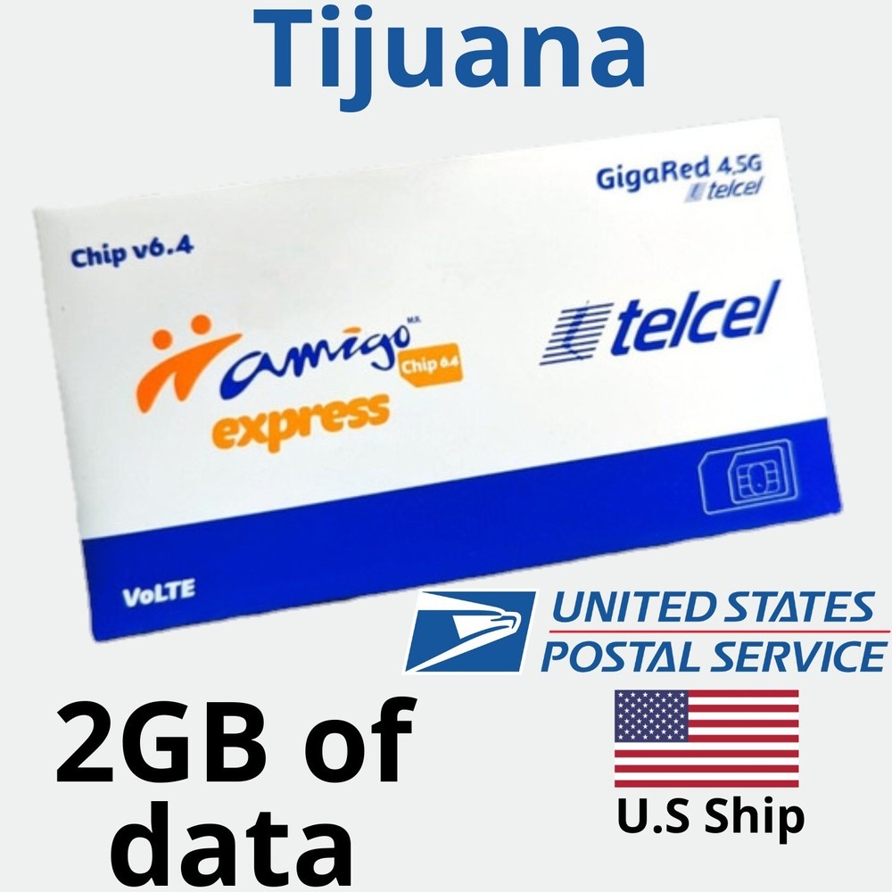 Telcel Mexico TIJUANA BORDER SAN DIEGO CA.2GB OF DATA SIM Card For 20 DAYS,C&S..