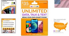 Unlimited Minutes & 10GB Fast Data with 35 Preloaded SIM Card Kit – 30 Day Plan