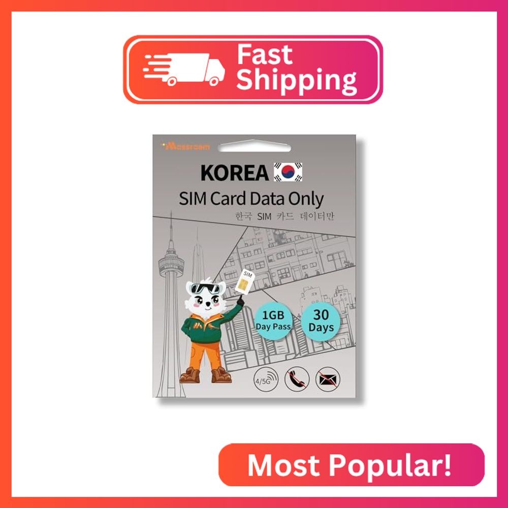 Korean SIM Card-High Speed 4/5G LTE for Fast Browsing,30 Days Plan,1GB Prepaid D
