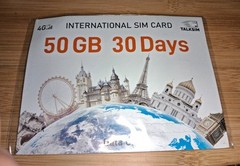 TALKSIM Worldwide 4G LTE SIM | 50GB High-Speed Data | 30 Days